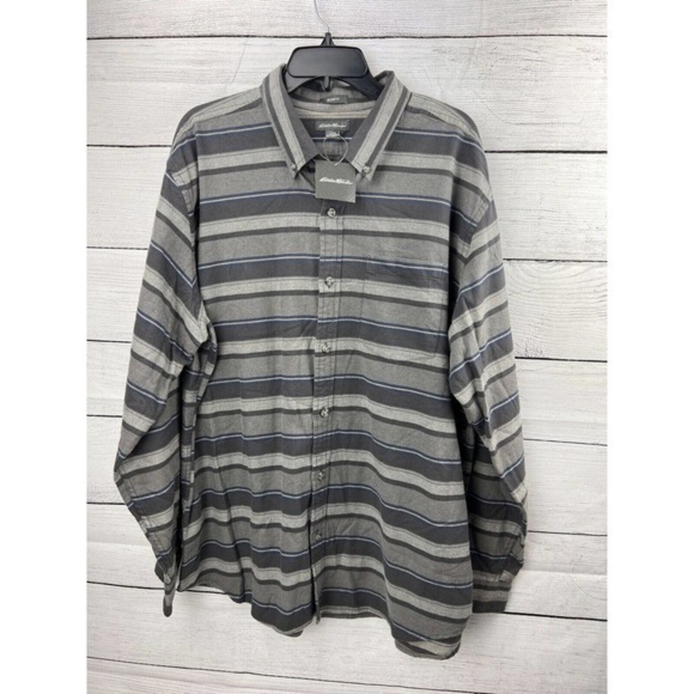 Eddie Bauer Flannel‎ Shirt Mens XL Relaxed Fit Button Down Striped Long Sleeve